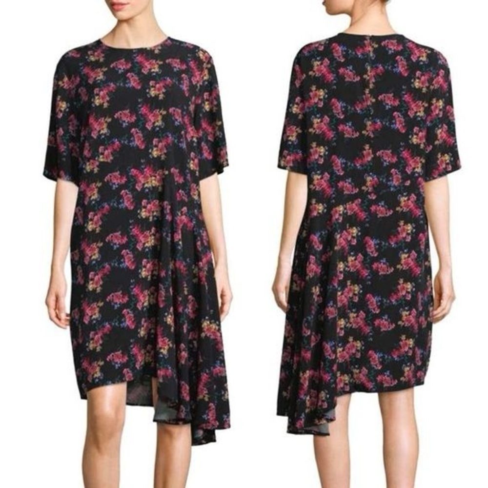 Public School Sz 10 Rima Black Floral Cottagecore Asymmetric Dress